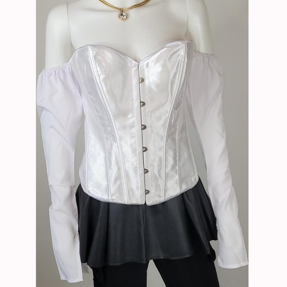 Women Sexy Corsets Is Finished Long Sleeve Off The Shoulder Blouse White Sz S-L - Picture 3 of 4